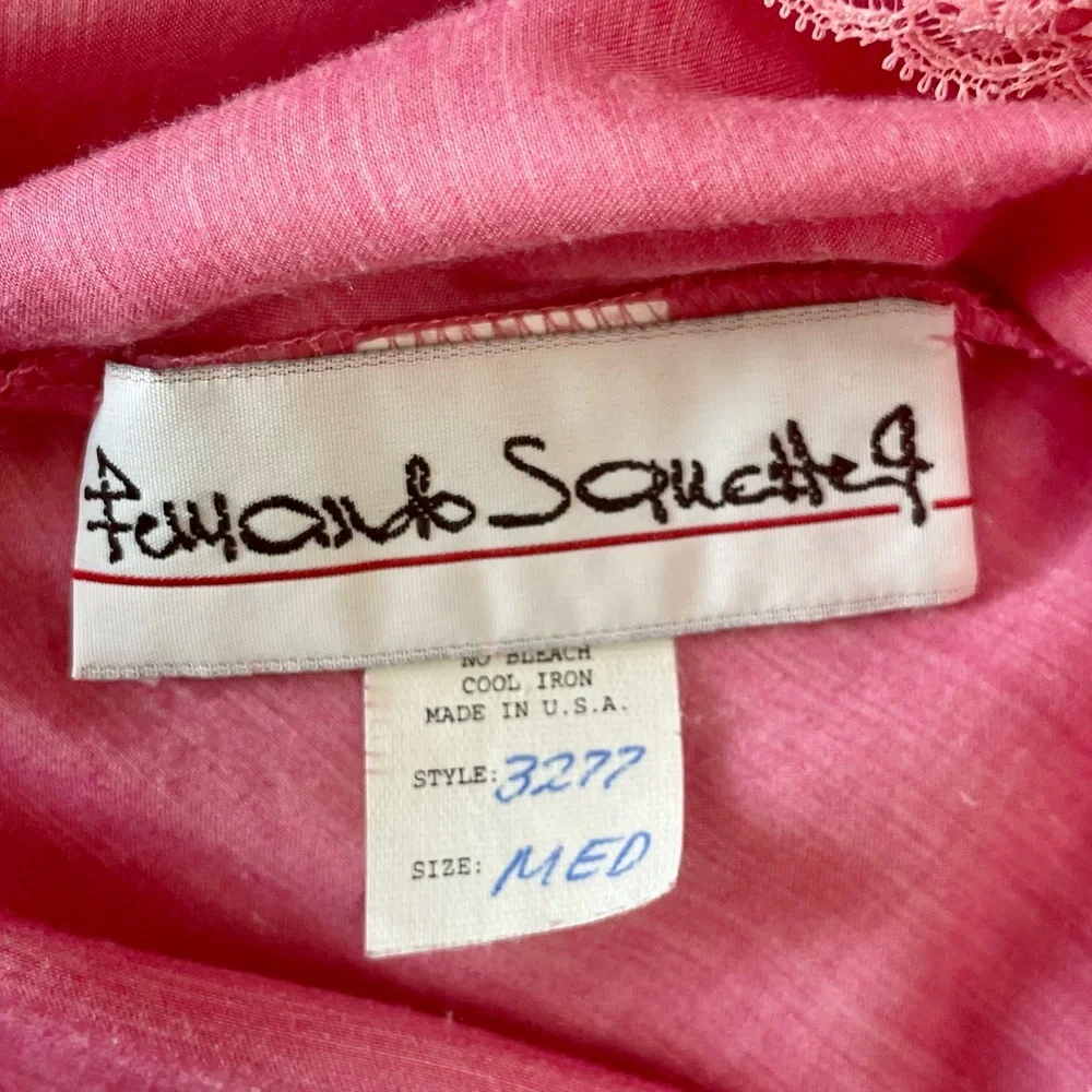 Vintage Designer Fernando Sanchez Pink Ornate Lace Detail Maxi Slip Dress Gown - Picture 13 of 15